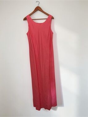 Plaza South Vintage Pink Linen Lined Coastal Maxi Dress size 14